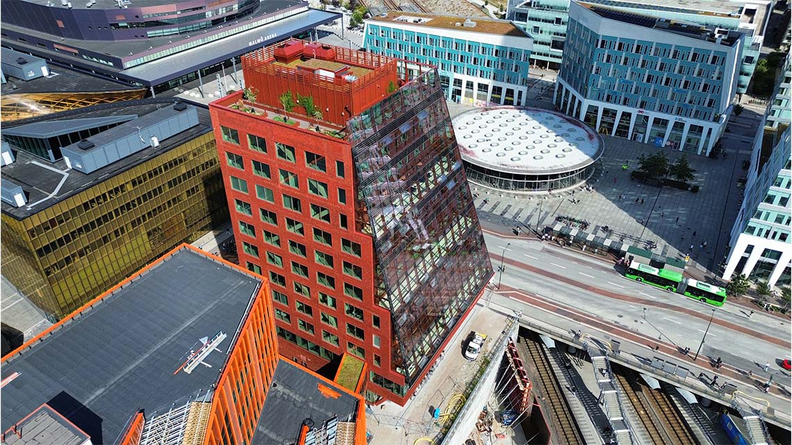 Fyrtornet Malmö – Sweden’s tallest timber office building with KNAPP RICON® connectors for the glass façade