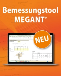 Screenshot des MEGANT® Bemessungstools mit Benutzeroberfläche und Berechnungsmaske