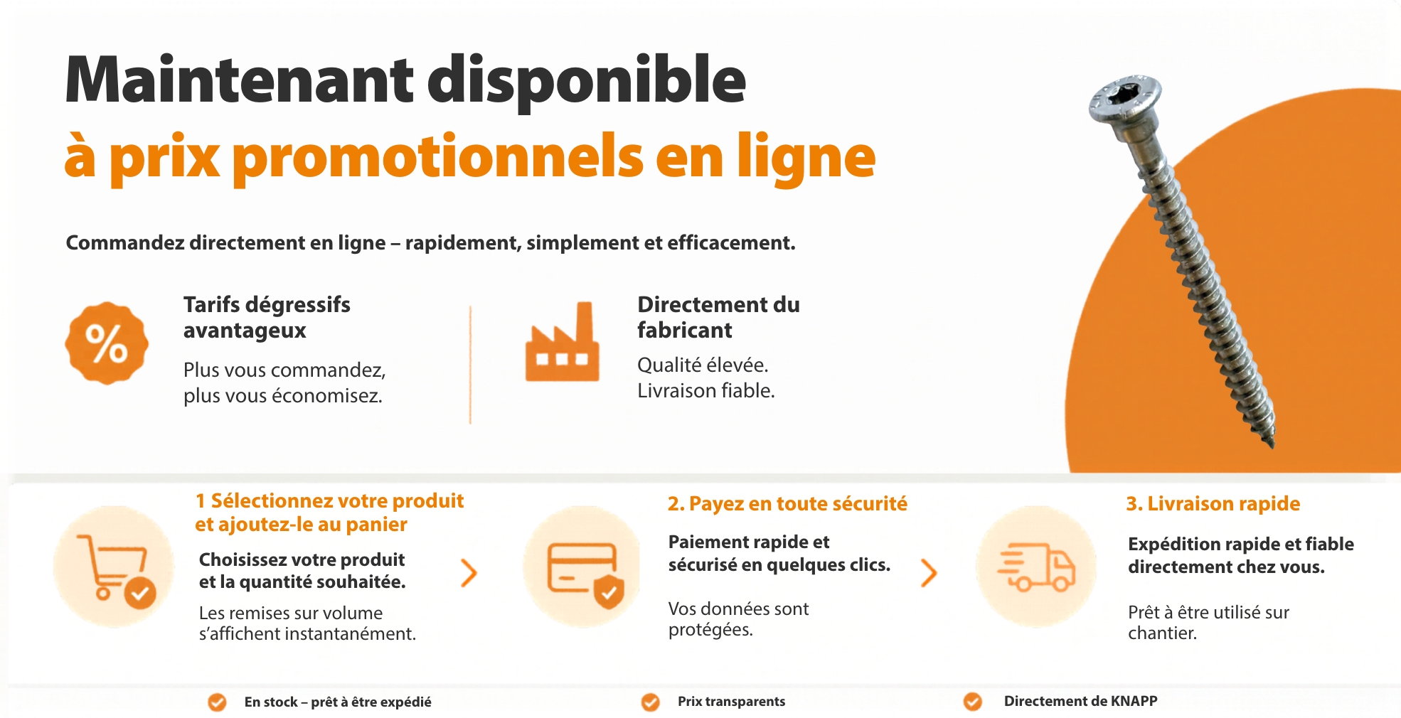 Vis en acier inoxydable 5x60 mm en inox A2 pour la construction bois et la construction de terrasses.