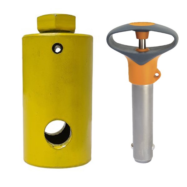 WALCO® PIPE Set mit Eindrehbolzen und Kugelsperrbolzen für die Montage des WALCO® Verbinders im modularen Holz- und Hausbau.